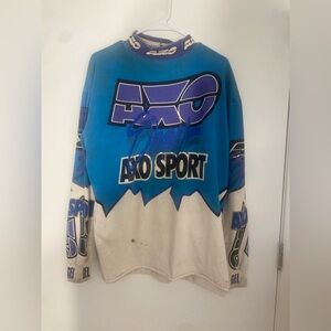 Vintage Blue/White AXO Sport Motorcross Racing Jersey 1992 WELL WORN STAINED